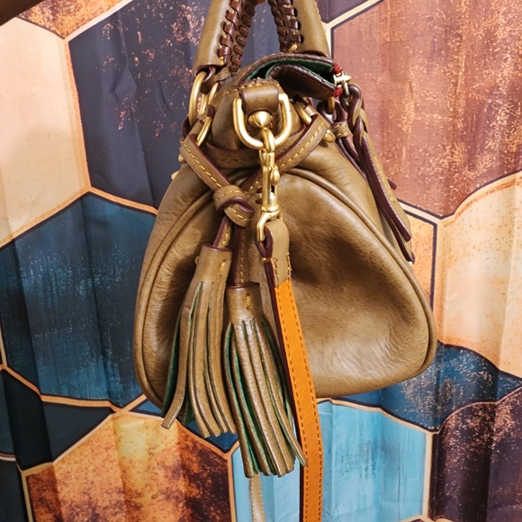 Dooney & Bourke Florentine Leather Satchel In Olive Green - Picture 5 of 13